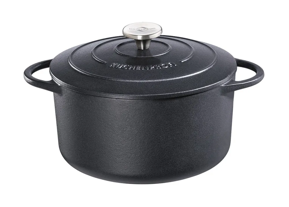 Oala din fonta, cu capac, 22 cm, 3 litri, negru, colectia Provence - KUCHENPROFI