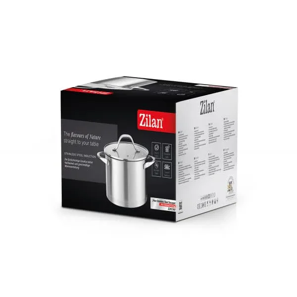 Oala din inox cu capac de sticla, capacitate 5.5L, diametru 24cm ZILAN / ZLN 1368