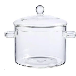 Oala din sticla brosilicata cu capac, 2 Litri , transparenta, 22x17x16cm