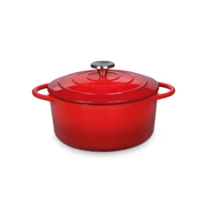 Oala rotunda din fonta, cu capac, rosu, 24 cm, Provence - KUCHENPROFI