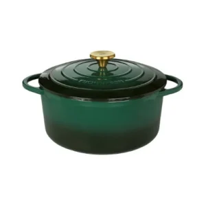 Oala rotunda din fonta, cu capac, verde, 26 cm, Provence - KUCHENPROFI