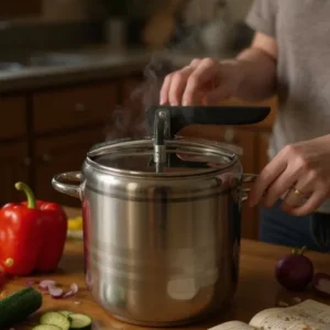 Oala sub presiune Floria 14 L – Inox alimentar 18/10, fund triplu capsulat, sistem dublu de siguranta, compatibila inductie