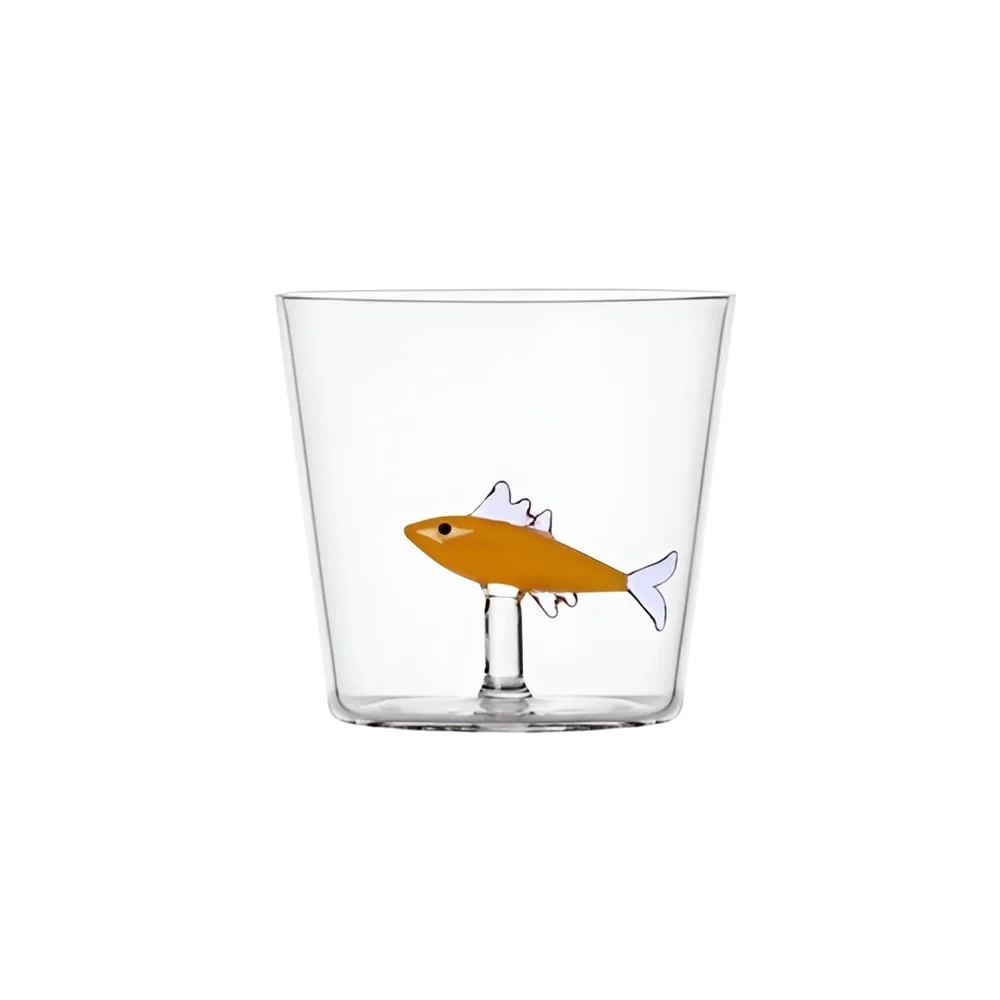 Pahar pentru apa, sardina chihlimbar, 8 cm, Marine Garden - designer Alessandra Baldereschi - ICHENDORF