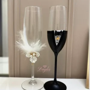 Pahare pentru miri elegante personalizate cu inițiale - Daylis