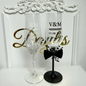 Pahare personalizate pentru miri cu perle Melissa - Daylis