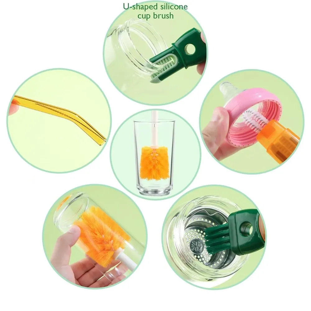Perie 5 1 de Curatat Pahare, Cani, Sticle, Vivimall, cu Maner Lung, Accesorii pentru Spalarea Paielor si Capacelor, Usor d...