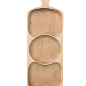 Platou Lemn cu 3 compartimente si Maner , 58x21 cm
