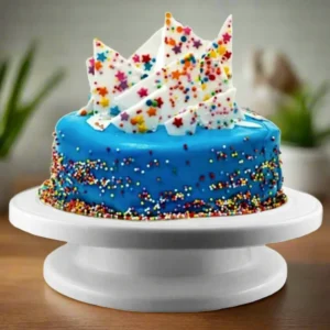 Platou rotativ, Zola, pentru ornare tort, din plastic, 27.5x7 cm, alb