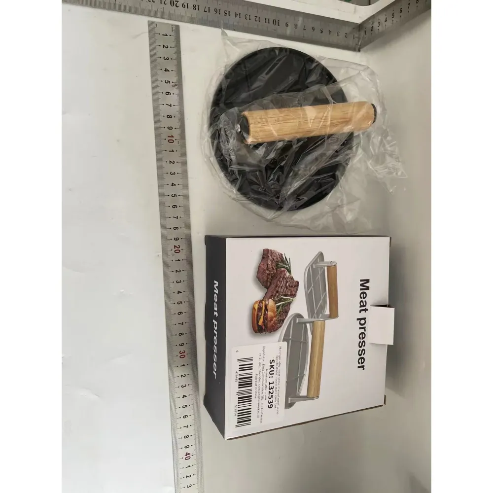 Presa Manuala pentru Carne, Vivimall, din Aliaj de Aluminiu, Maner din Lemn, Presa pentru Burgeri, Usor de Curatat si Folo...