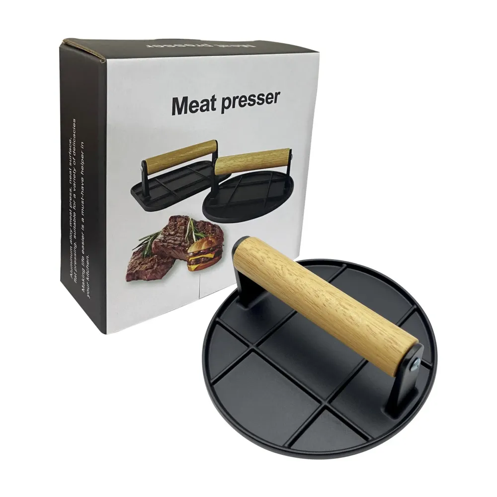 Presa Manuala pentru Carne, Vivimall, din Aliaj de Aluminiu, Maner din Lemn, Presa pentru Burgeri, Usor de Curatat si Folo...