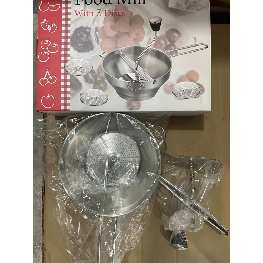 Rasnita Manuala pentru Fructe, Vivimall, din Otel Inoxidabil, Macinare Alimentelor pentru Bebelusi, 3 Discuri de Macinat,...