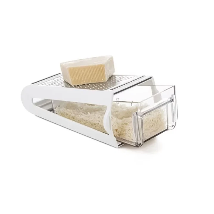 Razatoare de bucatarie cu cutie colectoare Vivimall, doua tipuri de lame, carcasa inox si ABS, design practic, alb