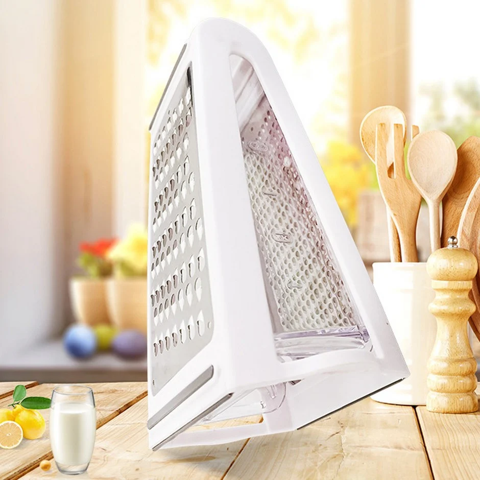 Razatoare de bucatarie cu cutie colectoare Vivimall, doua tipuri de lame, carcasa inox si ABS, design practic, alb