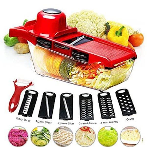 Razatoare 6 1 pentru Legume si Fructe – Lame Inox, Suport Protectie, Feliere & Julienne