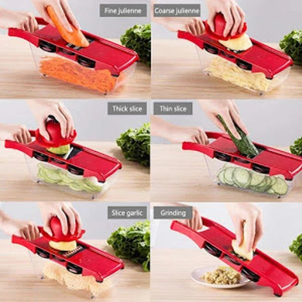 Razatoare 6 1 pentru Legume si Fructe – Lame Inox, Suport Protectie, Feliere & Julienne