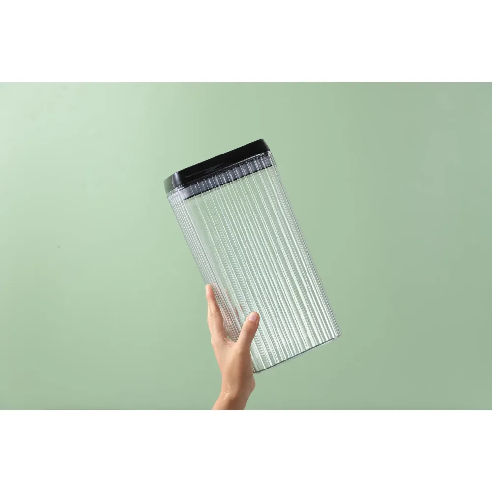 Recipient din Plastic, Vivimall, pentru Alimente/Obiecte, Inchidere Ermetica, Textura Ondulata, 15 x 10 x 30 cm, 3.3 l, Tr...