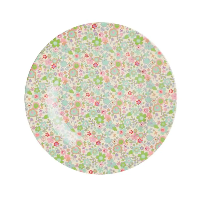 RICE Farfurie - Mică - Imprimare Florală în Tonuri de Toamnă Pastel