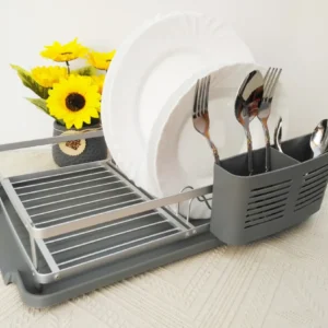 Scurgator pentru vase din Aluminiu cu Tava din Plastic, 39.5 x 28.5 x 9 cm