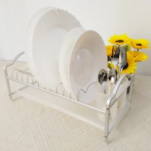 Scurgator pentru vase din Aluminiu cu Tava din Plastic, 40.7 x 19.5 x 16.5cm