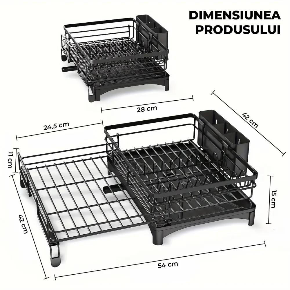 Scurgator Vase Elindor® Suport Chiuveta pentru Farfurii, Uscator Incorporabil, Ideal pentru Tacamuri, Vesela, Capace, Oale...