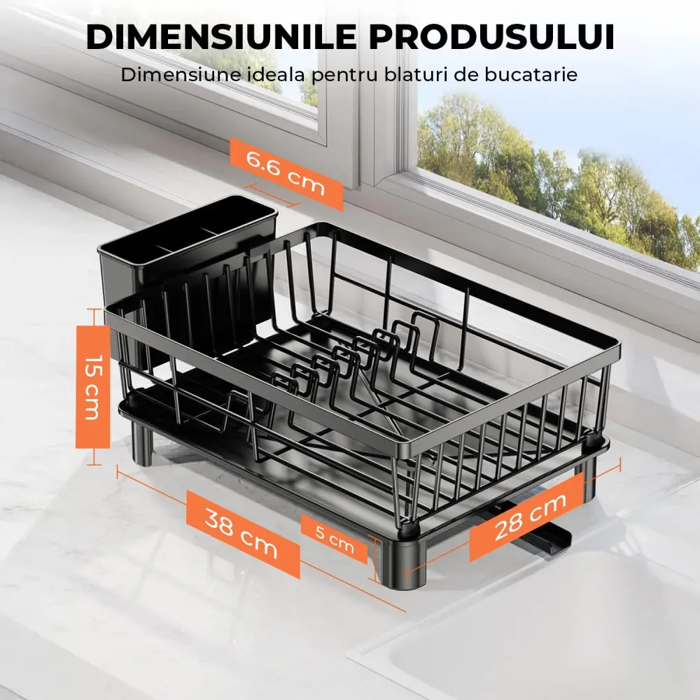 Scurgator Vase Elindor® Suport Chiuveta pentru Farfurii, Uscator Incorporabil, Ideal pentru Tacamuri, Vesela, Capace, Oale...
