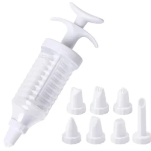 Seringa pentru decorarea prajiturilor, Zola®, cu 8 varfuri, modele diferite, forma ergonomica, usor de utilizat, din plast...
