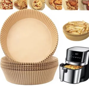 Set 150 Hârtie de copt unică folosință, 16x16x4.5 cm, compatibil Air Fryer, cuptor și microunde