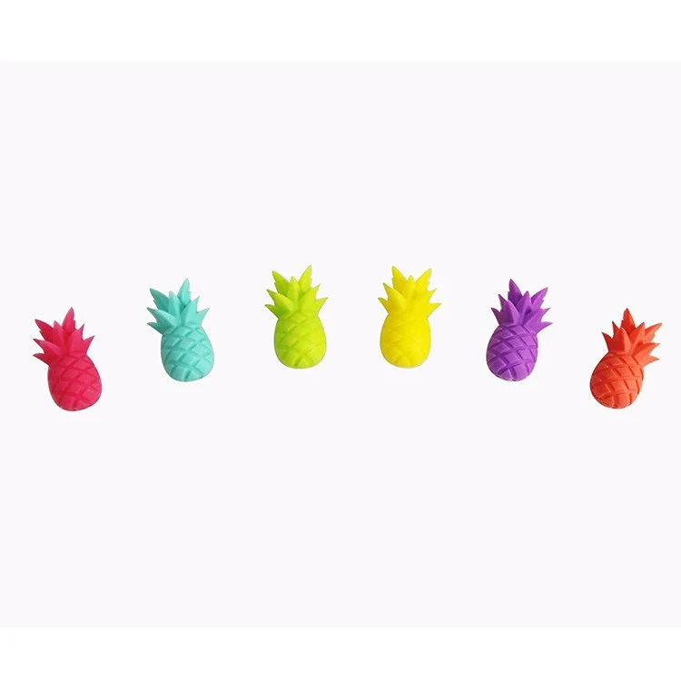 Set 6 Accesorii pentru Pahare, Vivimall, pentru Petreceri/Cocktailuri, din Silicon, Model Ananas, Multicolor