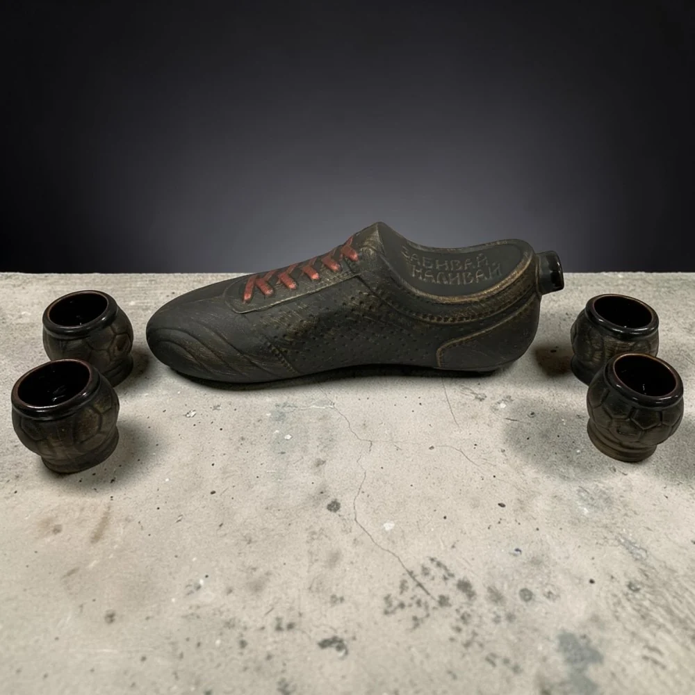 Set Bauturi Gheata Fotbal 500 ml, cu 4 Pahare 50 ml, ceramica
