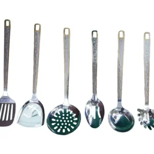 Set Bucatarie, 6 Ustensile cu Suport din Inox