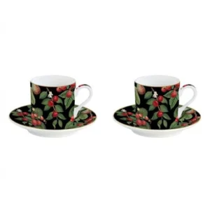 Set 2 cesti si farfurii pentru espresso, 75 ml, Orchard - SIMONA'S COOKSHOP
