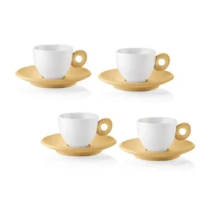 Set 4 cesti cu 4 farfurioare pentru espresso, 50 ml, galben, Everyday - GUZZINI