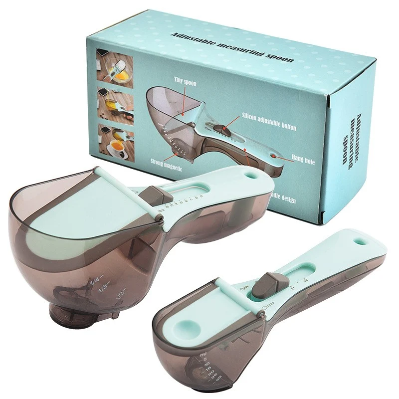 Set 2 Cupe Gradate pentru Bucatarie, Vivimall, Cupe de Masurat Reglabile, Ergonomic, Confortabil, pentru Lichide si Solide...