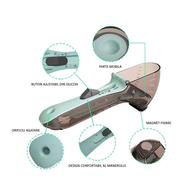 Set 2 Cupe Gradate pentru Bucatarie, Vivimall, Cupe de Masurat Reglabile, Ergonomic, Confortabil, pentru Lichide si Solide...