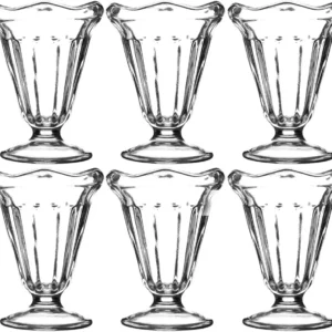 Set 6 cupe cu picior din sticla pentru Inghetata, 235 ml