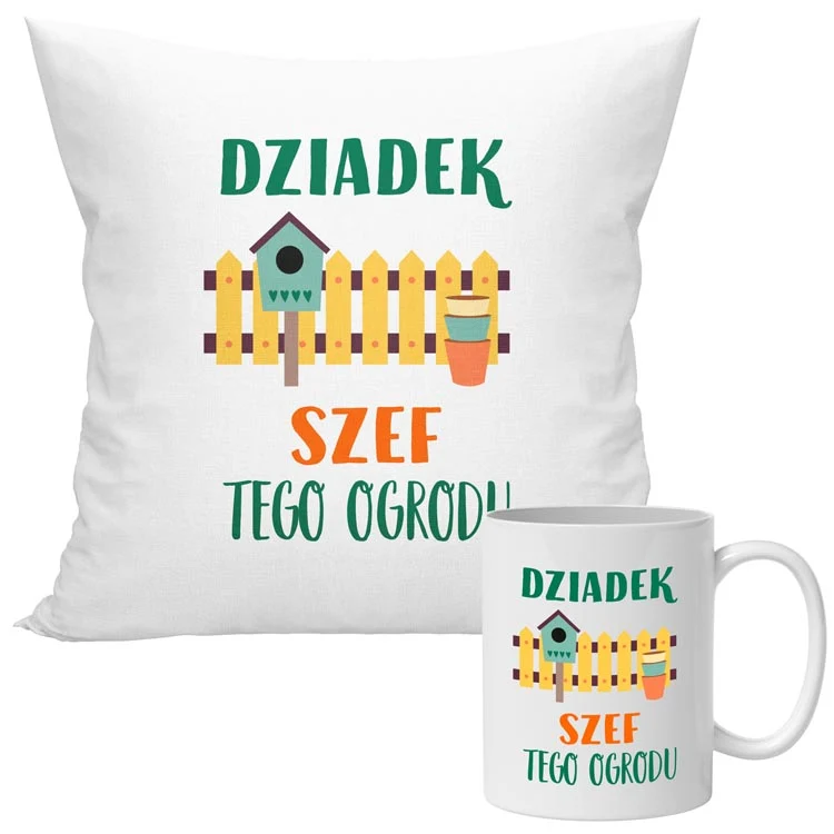 Set Cushion Mug Boss This Garden Cadou pentru Ziua Bunicilor