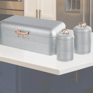 Set Cutie Paine si 3 Recipiente Berlinger Haus Moonlight Edition, Inox, 42.5 cm, Gri cu Rose Gold, BH-6755