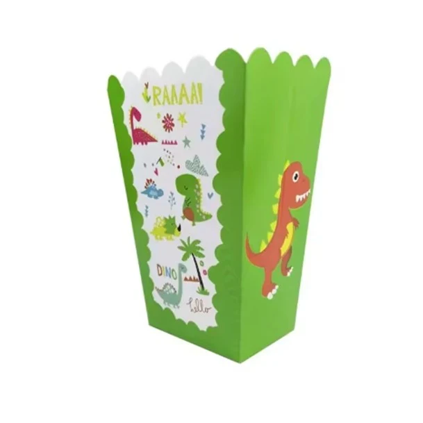 Set 6 Cutii de Popcorn, Vivimall, Colectia Dino Park, 9 x 13 cm, din Carton, Multicolor
