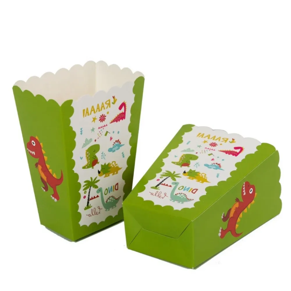 Set 6 Cutii de Popcorn, Vivimall, Colectia Dino Park, 9 x 13 cm, din Carton, Multicolor