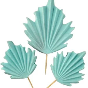 Set 3 Decoratiuni Comestibile Din Zahăr Frunze Exotice Bleu - Accente Dulci Pentru Torturi Și Deserturi