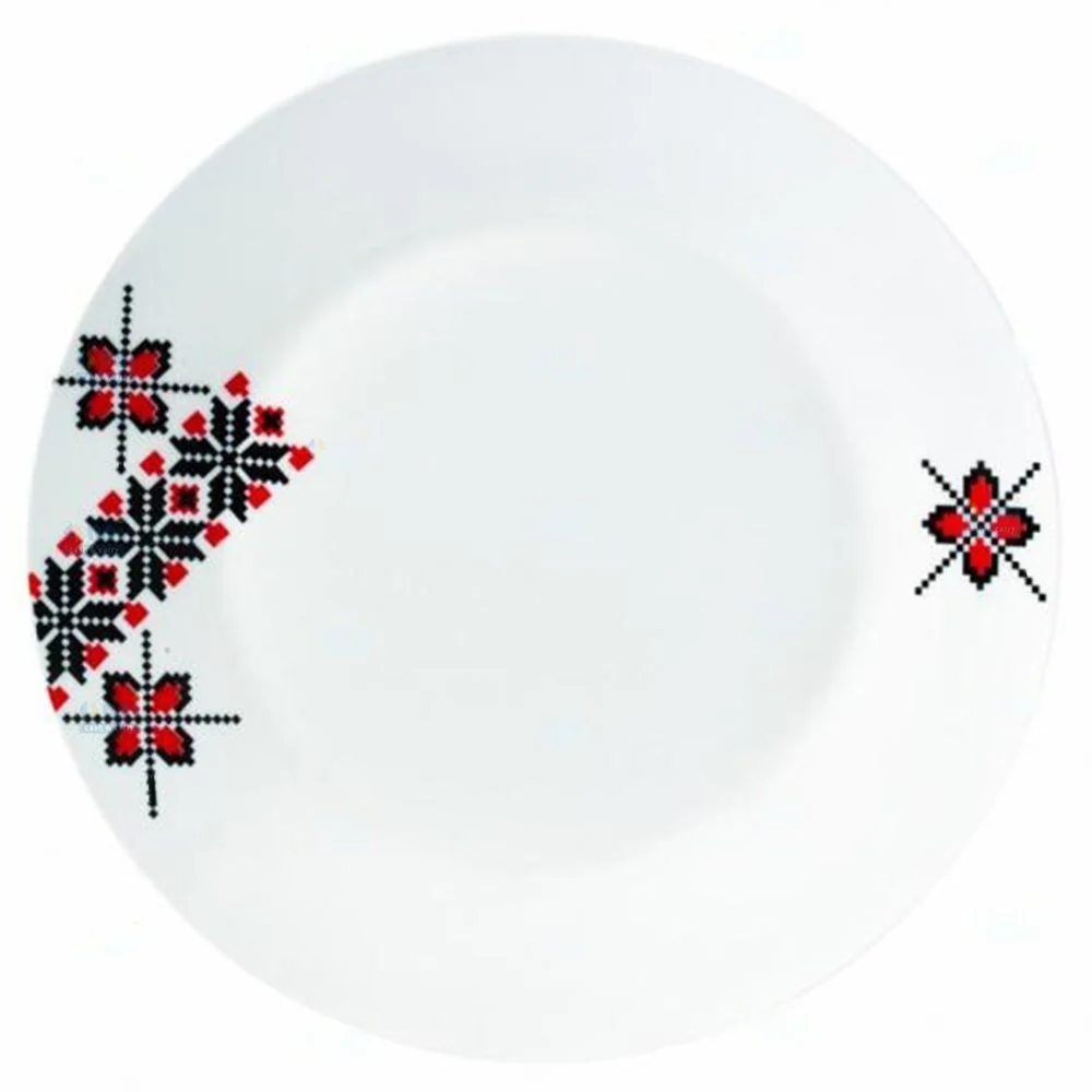 Set 6 farfurii intinse, Portelan, Model Etno, 23 cm