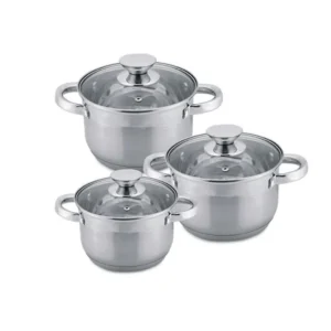 Set de ghivece HAUS ROLAND, HR-131-1, 4 bucăți, cu capac, ф16, 18, 20cm, oțel inoxidabil, mat