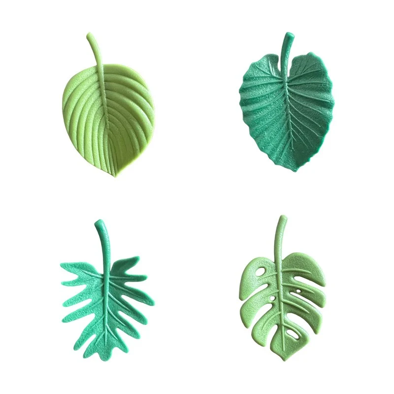 Set 4 Magneti de Frigider, Vivimall, Model Frunze, din ABS si Magnet, Verde