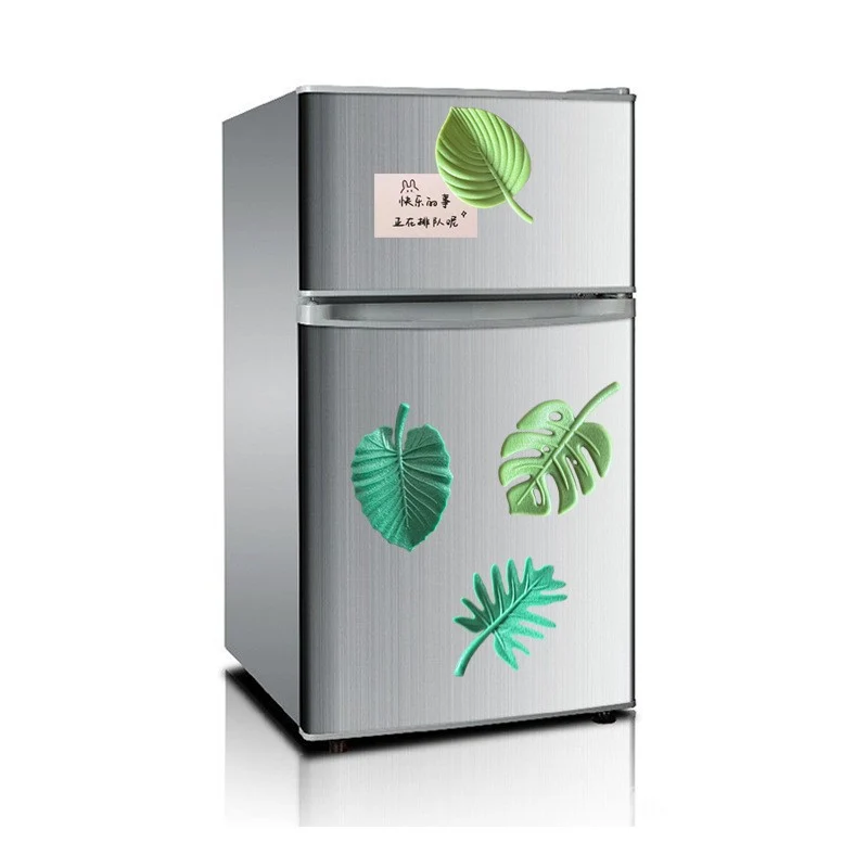 Set 4 Magneti de Frigider, Vivimall, Model Frunze, din ABS si Magnet, Verde