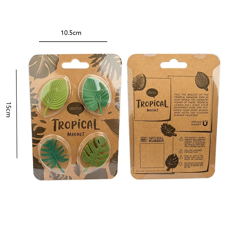 Set 4 Magneti de Frigider, Vivimall, Model Frunze, din ABS si Magnet, Verde