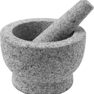 Set mojar și pistil din granit, capacitate 2-1/3 căni, 6 inch + protector anti-zgârieturi și decojitor de usturoi