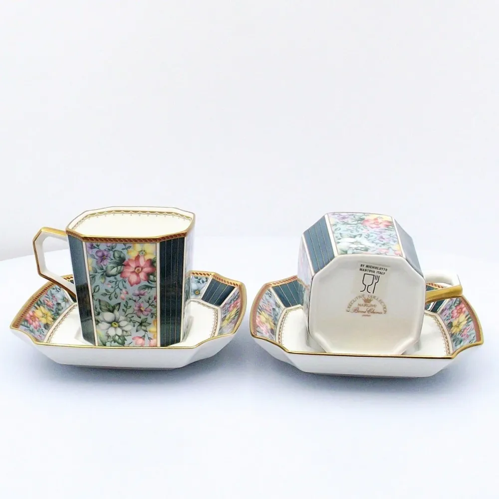 Set Narumi 2 cesti de cafea din portelan Bone China cu finisaje aurii /SMA307