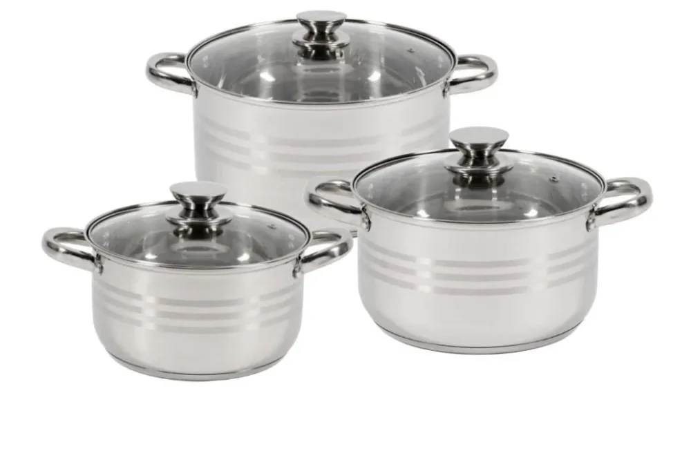 Set oale din inox DAR 6 piese cu capace sticla 7.2L 10L 13.3L calitate profesionala