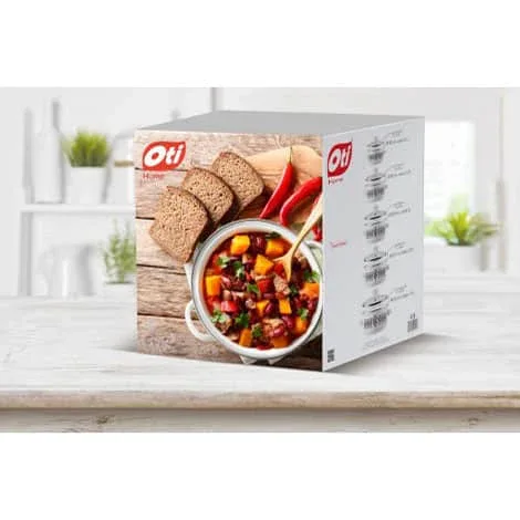 Set 5 oale emailate si capace din sticla OTI, diametre 16/18/20/22/24 / OTI 0017