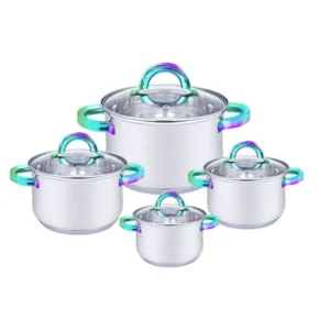 Set de oale HAUS ROLAND, HR-133-3, 4 bucăți, cu capac, oțel inoxidabil